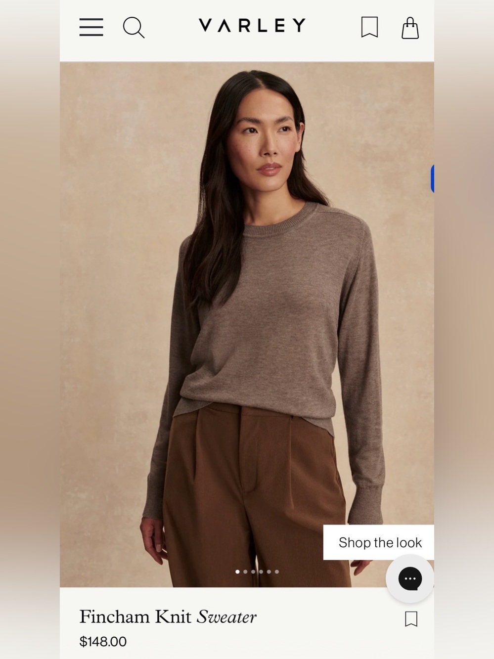 Varley Finchman Crewneck Knit Sweater in cinder marl